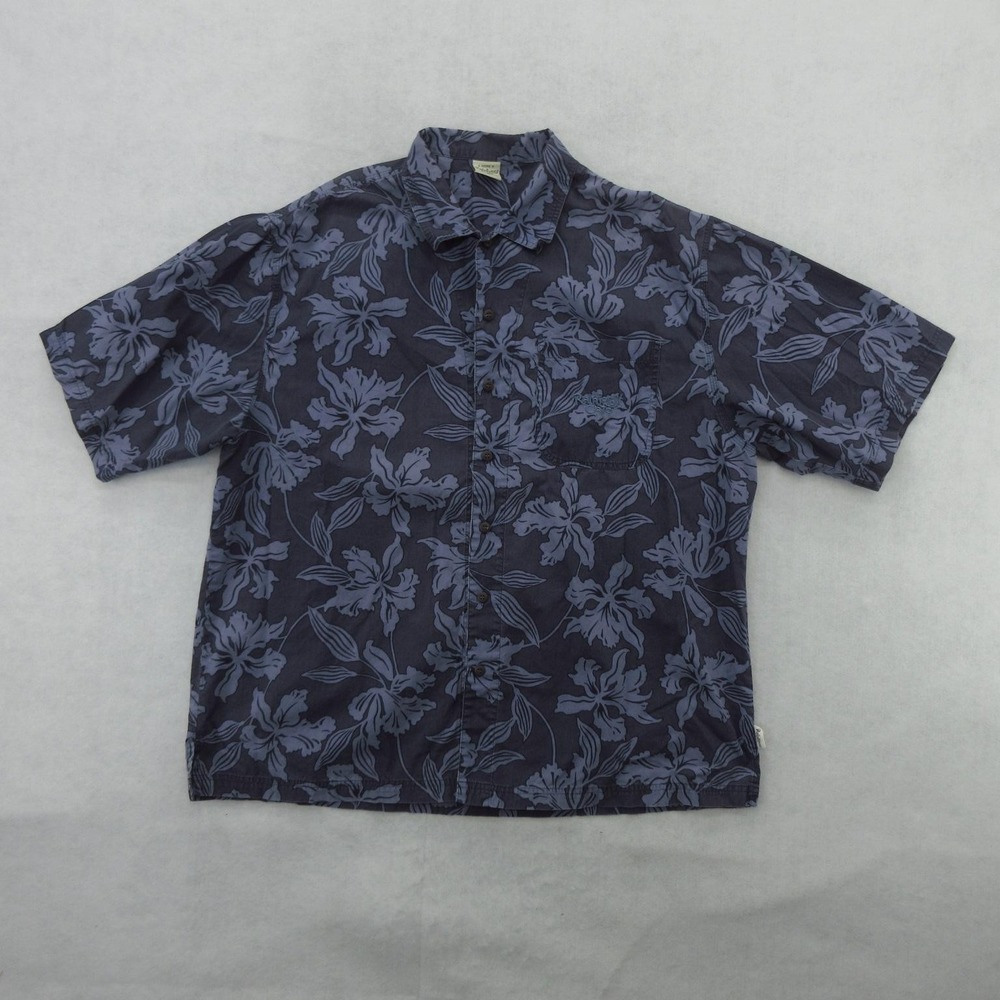 Vintage Rainforest Cafe Shirt Mens XL Blue Floral Hawaiian Aloha Button Up